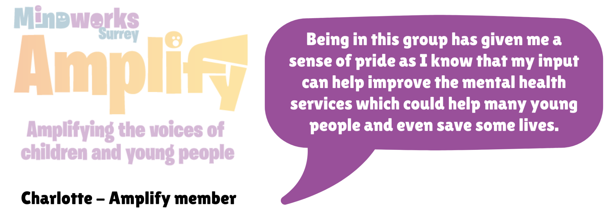 Being in this group has given me a sense of pride as I know that my input can help improve the mental health services which could help many young people and even save some lives. 